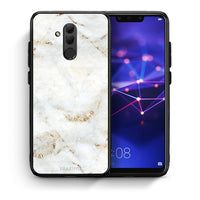 Thumbnail for Θήκη Huawei Mate 20 Lite White Gold Marble από τη Smartfits με σχέδιο στο πίσω μέρος και μαύρο περίβλημα | Huawei Mate 20 Lite White Gold Marble case with colorful back and black bezels