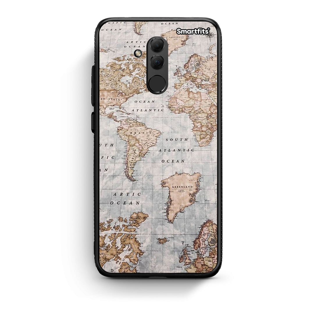 Huawei Mate 20 Lite World Map Θήκη από τη Smartfits με σχέδιο στο πίσω μέρος και μαύρο περίβλημα | Smartphone case with colorful back and black bezels by Smartfits