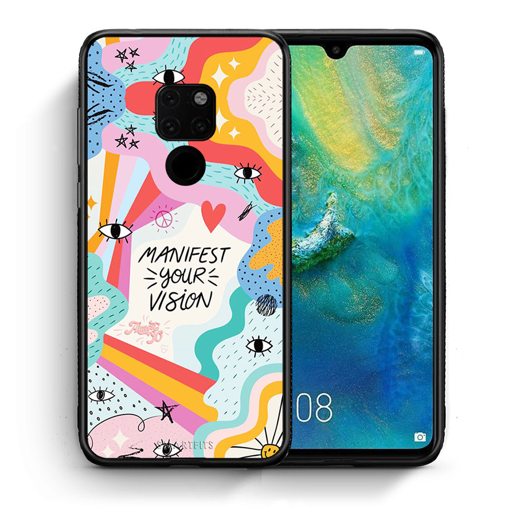 Θήκη Huawei Mate 20 Manifest Your Vision από τη Smartfits με σχέδιο στο πίσω μέρος και μαύρο περίβλημα | Huawei Mate 20 Manifest Your Vision case with colorful back and black bezels