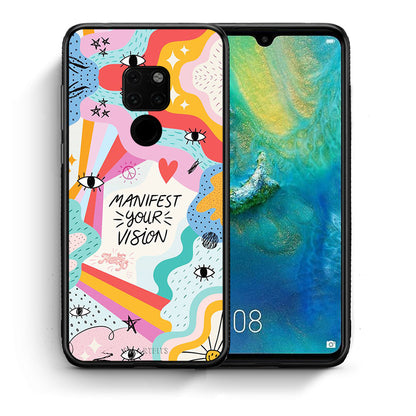 Θήκη Huawei Mate 20 Manifest Your Vision από τη Smartfits με σχέδιο στο πίσω μέρος και μαύρο περίβλημα | Huawei Mate 20 Manifest Your Vision case with colorful back and black bezels