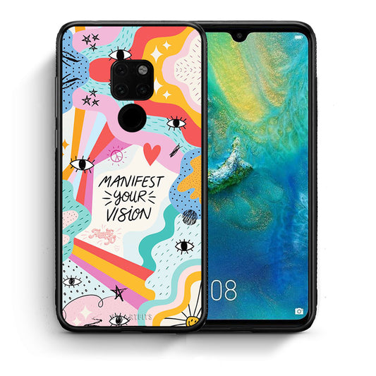 Θήκη Huawei Mate 20 Manifest Your Vision από τη Smartfits με σχέδιο στο πίσω μέρος και μαύρο περίβλημα | Huawei Mate 20 Manifest Your Vision case with colorful back and black bezels