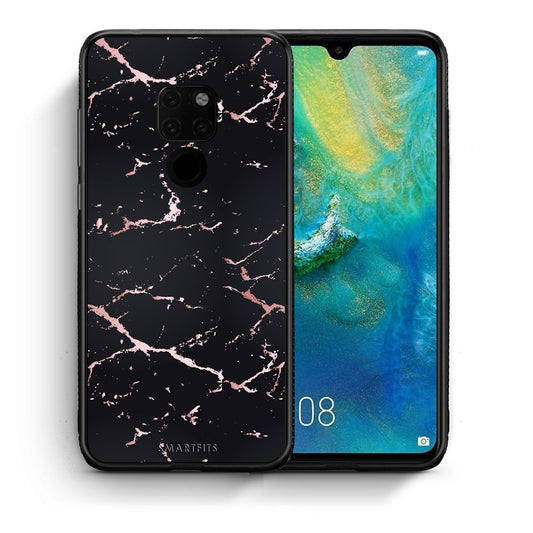 Θήκη Huawei Mate 20 Black Rosegold Marble από τη Smartfits με σχέδιο στο πίσω μέρος και μαύρο περίβλημα | Huawei Mate 20 Black Rosegold Marble case with colorful back and black bezels