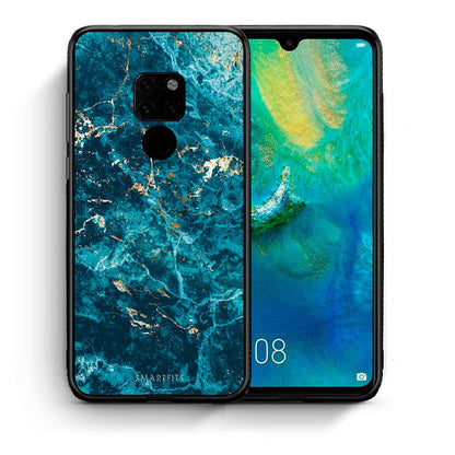 Θήκη Huawei Mate 20 Marble Blue από τη Smartfits με σχέδιο στο πίσω μέρος και μαύρο περίβλημα | Huawei Mate 20 Marble Blue case with colorful back and black bezels