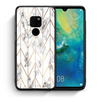 Thumbnail for Θήκη Huawei Mate 20 Gold Geometric Marble από τη Smartfits με σχέδιο στο πίσω μέρος και μαύρο περίβλημα | Huawei Mate 20 Gold Geometric Marble case with colorful back and black bezels