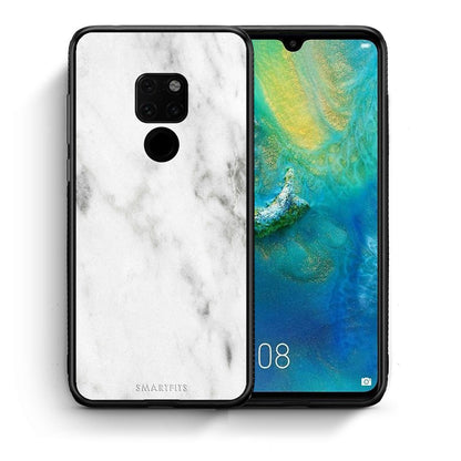 Θήκη Huawei Mate 20 White Marble από τη Smartfits με σχέδιο στο πίσω μέρος και μαύρο περίβλημα | Huawei Mate 20 White Marble case with colorful back and black bezels