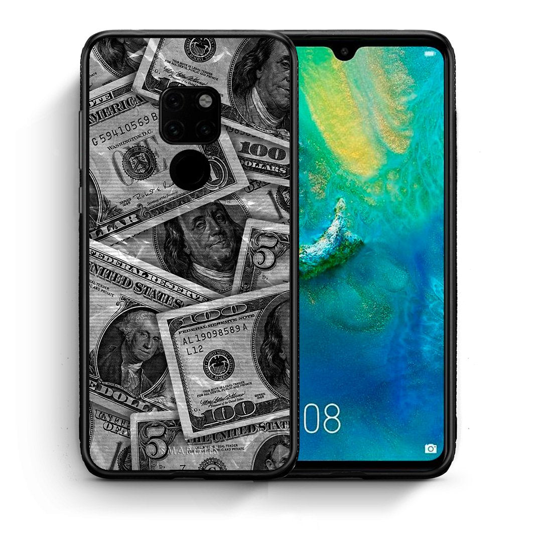 Θήκη Huawei Mate 20 Money Dollars από τη Smartfits με σχέδιο στο πίσω μέρος και μαύρο περίβλημα | Huawei Mate 20 Money Dollars case with colorful back and black bezels