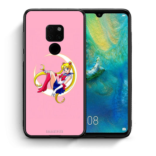 Θήκη Huawei Mate 20 Moon Girl από τη Smartfits με σχέδιο στο πίσω μέρος και μαύρο περίβλημα | Huawei Mate 20 Moon Girl case with colorful back and black bezels