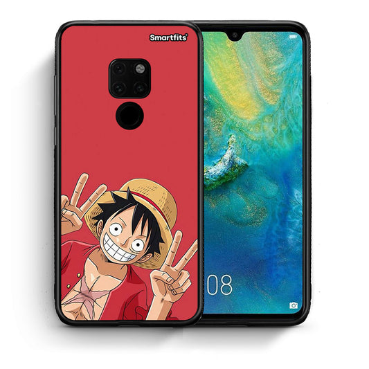 Θήκη Huawei Mate 20 Pirate Luffy από τη Smartfits με σχέδιο στο πίσω μέρος και μαύρο περίβλημα | Huawei Mate 20 Pirate Luffy case with colorful back and black bezels