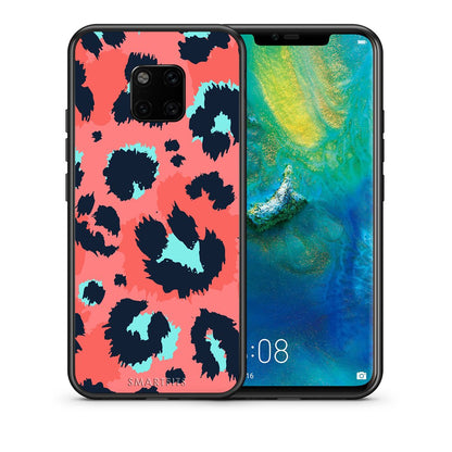 Θήκη Huawei Mate 20 Pro Pink Leopard Animal από τη Smartfits με σχέδιο στο πίσω μέρος και μαύρο περίβλημα | Huawei Mate 20 Pro Pink Leopard Animal case with colorful back and black bezels