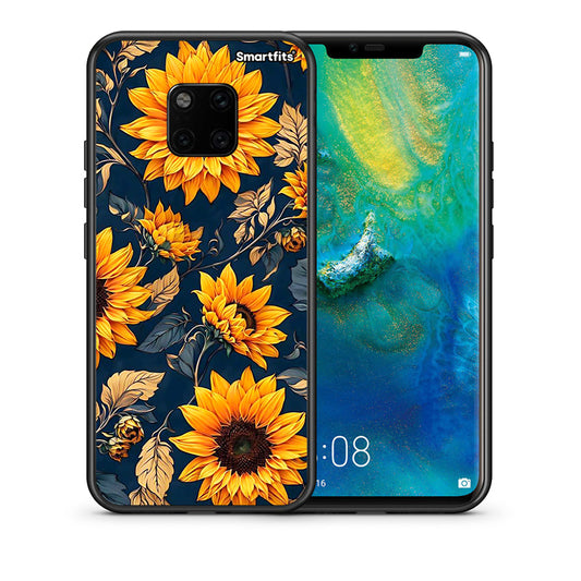 Θήκη Huawei Mate 20 Pro Autumn Sunflowers από τη Smartfits με σχέδιο στο πίσω μέρος και μαύρο περίβλημα | Huawei Mate 20 Pro Autumn Sunflowers case with colorful back and black bezels