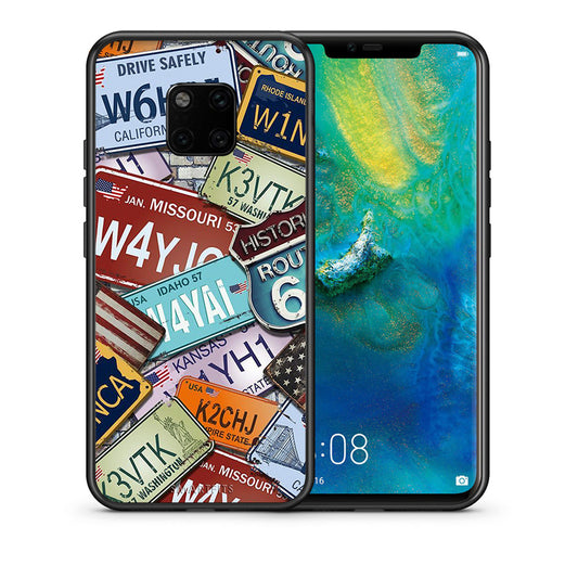 Θήκη Huawei Mate 20 Pro Car Plates από τη Smartfits με σχέδιο στο πίσω μέρος και μαύρο περίβλημα | Huawei Mate 20 Pro Car Plates case with colorful back and black bezels