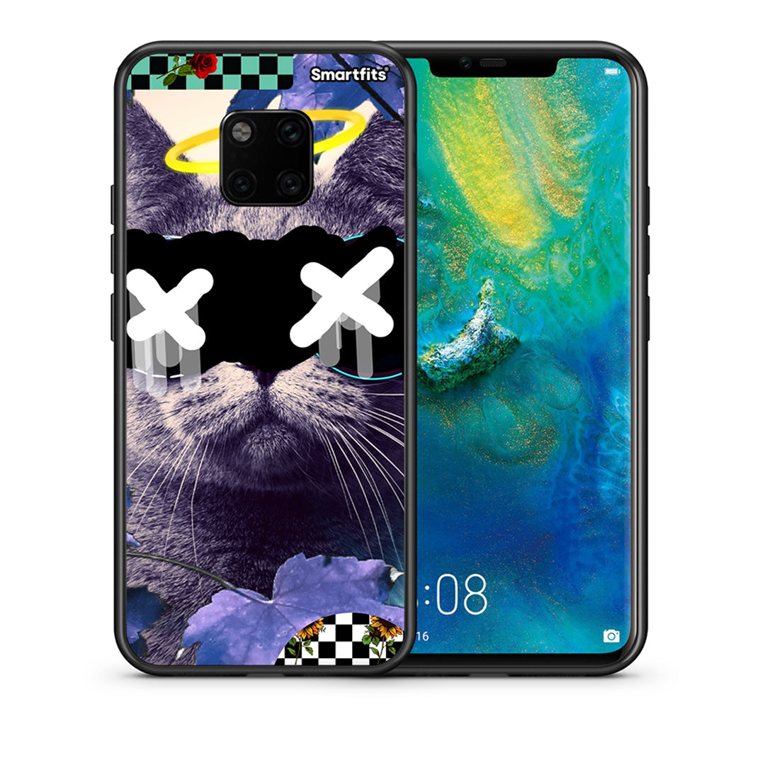 Θήκη Huawei Mate 20 Pro Cat Collage από τη Smartfits με σχέδιο στο πίσω μέρος και μαύρο περίβλημα | Huawei Mate 20 Pro Cat Collage case with colorful back and black bezels