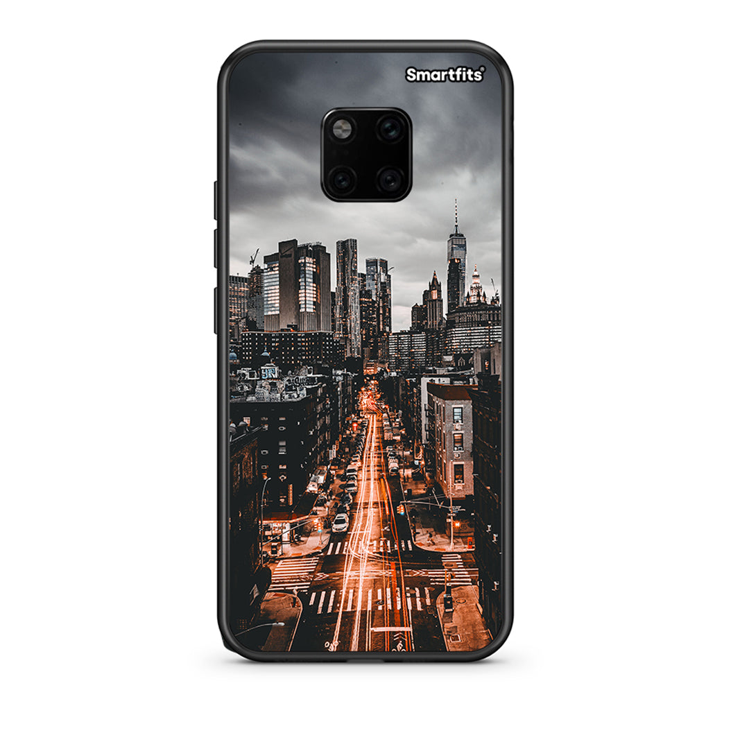 Huawei Mate 20 Pro City Lights θήκη από τη Smartfits με σχέδιο στο πίσω μέρος και μαύρο περίβλημα | Smartphone case with colorful back and black bezels by Smartfits