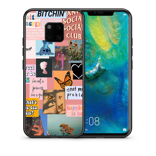 Θήκη Αγίου Βαλεντίνου Huawei Mate 20 Pro Collage Bitchin από τη Smartfits με σχέδιο στο πίσω μέρος και μαύρο περίβλημα | Huawei Mate 20 Pro Collage Bitchin case with colorful back and black bezels