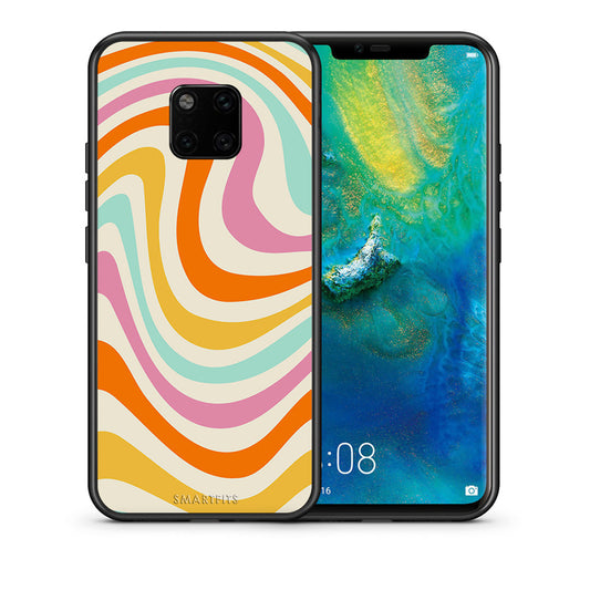 Θήκη Huawei Mate 20 Pro Colourful Waves από τη Smartfits με σχέδιο στο πίσω μέρος και μαύρο περίβλημα | Huawei Mate 20 Pro Colourful Waves case with colorful back and black bezels