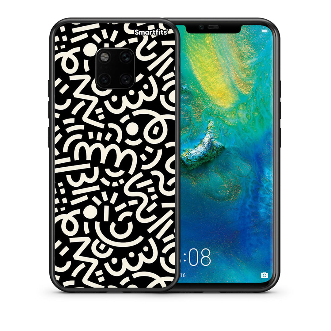 Θήκη Huawei Mate 20 Pro Doodle Art από τη Smartfits με σχέδιο στο πίσω μέρος και μαύρο περίβλημα | Huawei Mate 20 Pro Doodle Art case with colorful back and black bezels