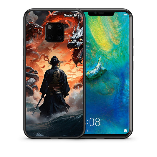 Θήκη Huawei Mate 20 Pro Dragons Fight από τη Smartfits με σχέδιο στο πίσω μέρος και μαύρο περίβλημα | Huawei Mate 20 Pro Dragons Fight case with colorful back and black bezels