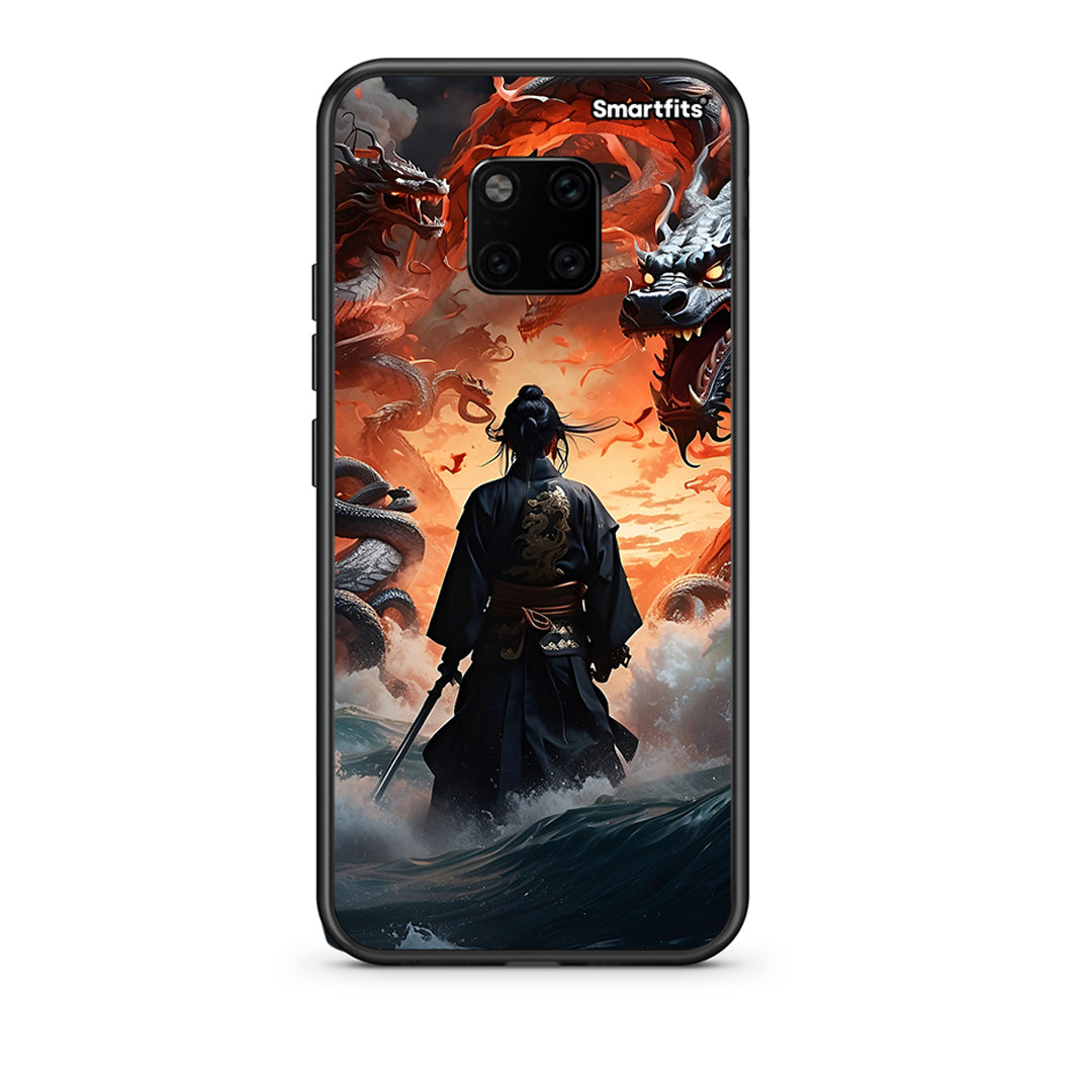 Huawei Mate 20 Pro Dragons Fight θήκη από τη Smartfits με σχέδιο στο πίσω μέρος και μαύρο περίβλημα | Smartphone case with colorful back and black bezels by Smartfits