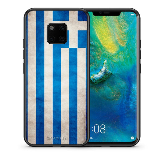 Θήκη Huawei Mate 20 Pro Greek Flag από τη Smartfits με σχέδιο στο πίσω μέρος και μαύρο περίβλημα | Huawei Mate 20 Pro Greek Flag case with colorful back and black bezels