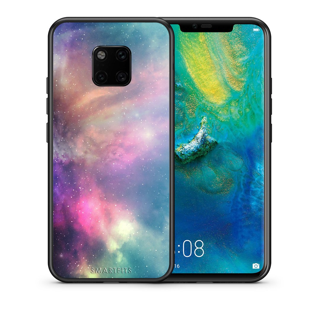 Θήκη Huawei Mate 20 Pro Rainbow Galaxy από τη Smartfits με σχέδιο στο πίσω μέρος και μαύρο περίβλημα | Huawei Mate 20 Pro Rainbow Galaxy case with colorful back and black bezels