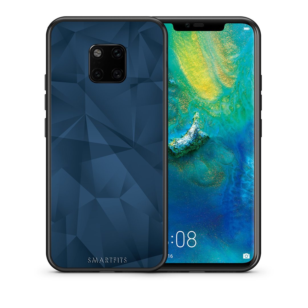 Θήκη Huawei Mate 20 Pro Blue Abstract Geometric από τη Smartfits με σχέδιο στο πίσω μέρος και μαύρο περίβλημα | Huawei Mate 20 Pro Blue Abstract Geometric case with colorful back and black bezels