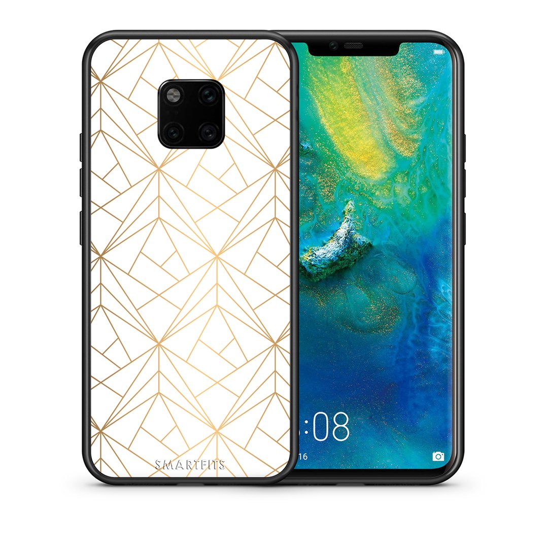 Θήκη Huawei Mate 20 Pro Luxury White Geometric από τη Smartfits με σχέδιο στο πίσω μέρος και μαύρο περίβλημα | Huawei Mate 20 Pro Luxury White Geometric case with colorful back and black bezels