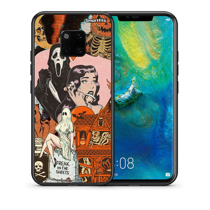 Θήκη Huawei Mate 20 Pro Halloween Collage από τη Smartfits με σχέδιο στο πίσω μέρος και μαύρο περίβλημα | Huawei Mate 20 Pro Halloween Collage case with colorful back and black bezels
