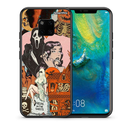 Θήκη Huawei Mate 20 Pro Halloween Collage από τη Smartfits με σχέδιο στο πίσω μέρος και μαύρο περίβλημα | Huawei Mate 20 Pro Halloween Collage case with colorful back and black bezels