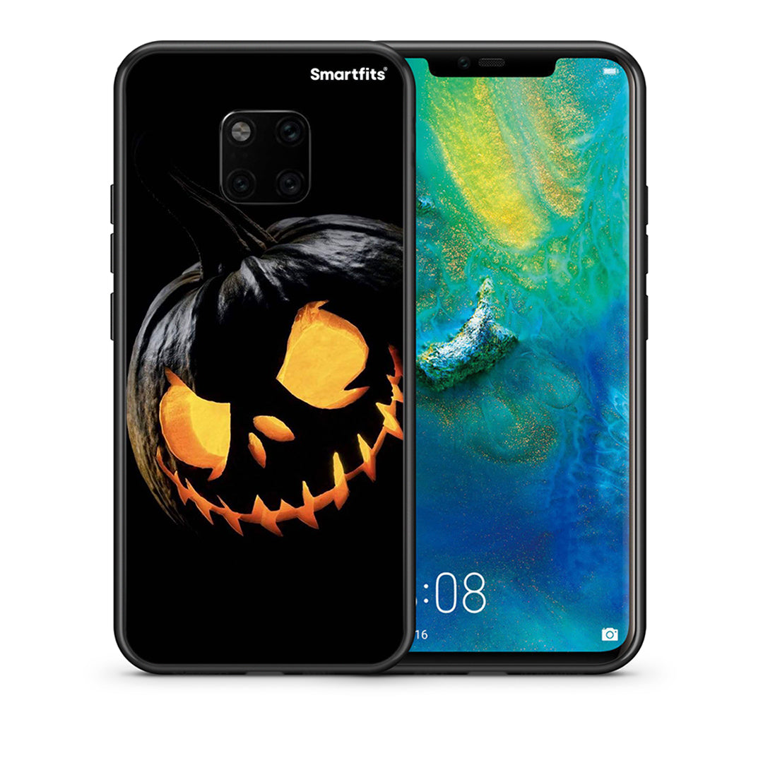 Θήκη Huawei Mate 20 Pro Halloween Scary Pumpkin από τη Smartfits με σχέδιο στο πίσω μέρος και μαύρο περίβλημα | Huawei Mate 20 Pro Halloween Scary Pumpkin case with colorful back and black bezels