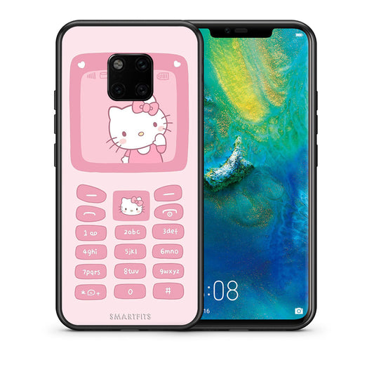 Θήκη Αγίου Βαλεντίνου Huawei Mate 20 Pro Hello Kitten από τη Smartfits με σχέδιο στο πίσω μέρος και μαύρο περίβλημα | Huawei Mate 20 Pro Hello Kitten case with colorful back and black bezels