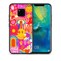 Thumbnail for Θήκη Huawei Mate 20 Pro Hippie Love από τη Smartfits με σχέδιο στο πίσω μέρος και μαύρο περίβλημα | Huawei Mate 20 Pro Hippie Love case with colorful back and black bezels
