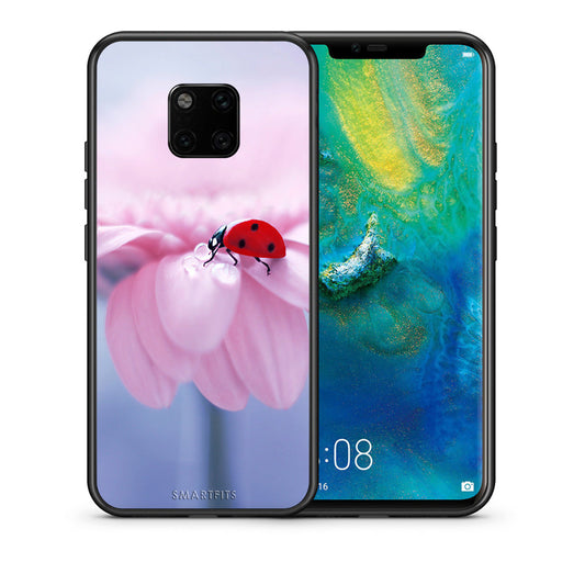 Θήκη Huawei Mate 20 Pro Ladybug Flower από τη Smartfits με σχέδιο στο πίσω μέρος και μαύρο περίβλημα | Huawei Mate 20 Pro Ladybug Flower case with colorful back and black bezels