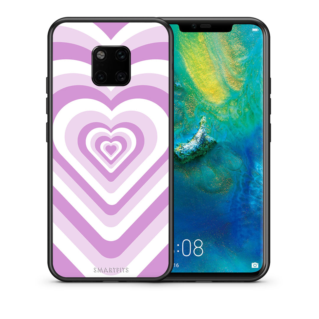 Θήκη Huawei Mate 20 Pro Lilac Hearts από τη Smartfits με σχέδιο στο πίσω μέρος και μαύρο περίβλημα | Huawei Mate 20 Pro Lilac Hearts case with colorful back and black bezels