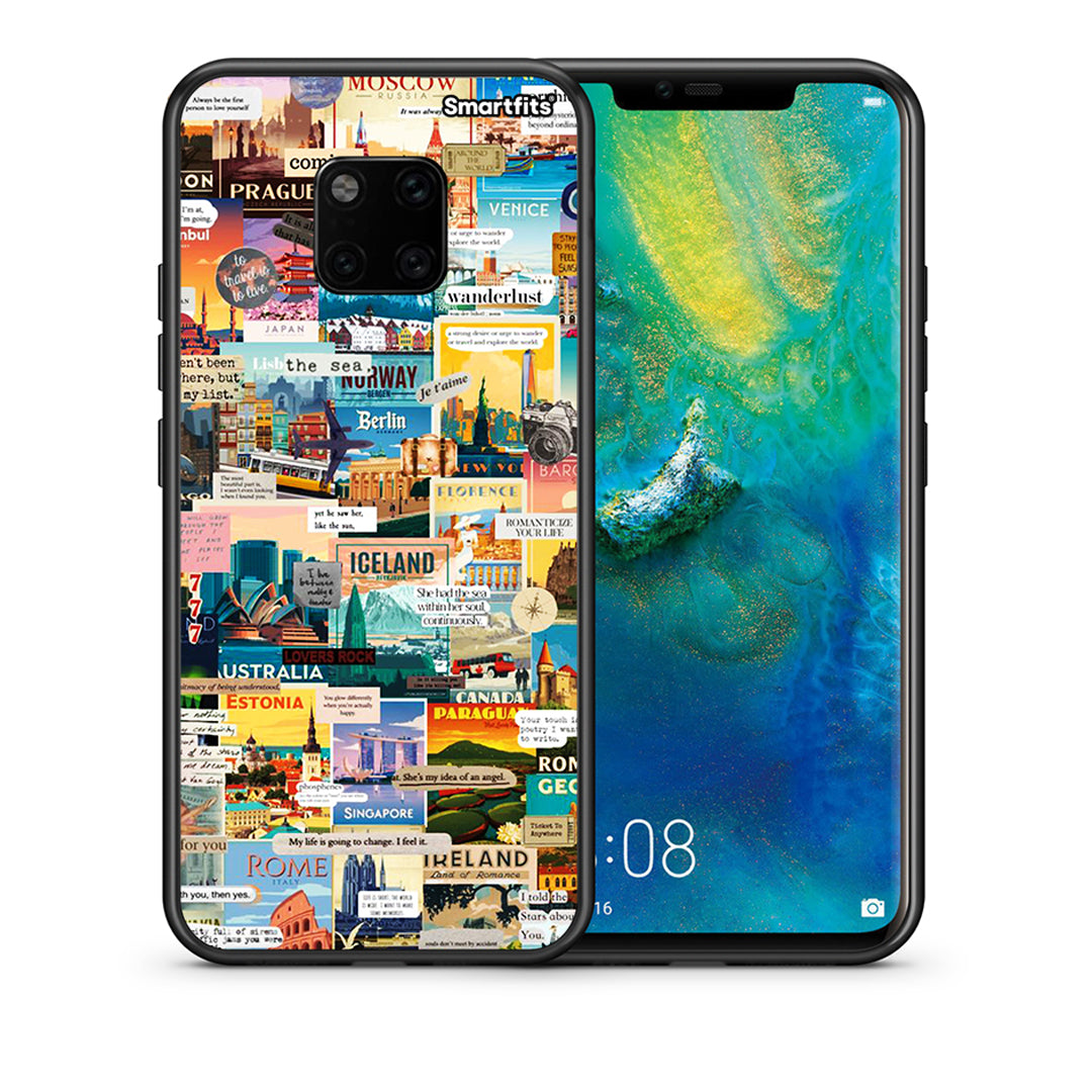 Θήκη Huawei Mate 20 Pro Live To Travel από τη Smartfits με σχέδιο στο πίσω μέρος και μαύρο περίβλημα | Huawei Mate 20 Pro Live To Travel case with colorful back and black bezels