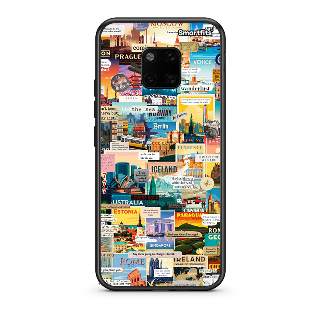 Huawei Mate 20 Pro Live To Travel θήκη από τη Smartfits με σχέδιο στο πίσω μέρος και μαύρο περίβλημα | Smartphone case with colorful back and black bezels by Smartfits