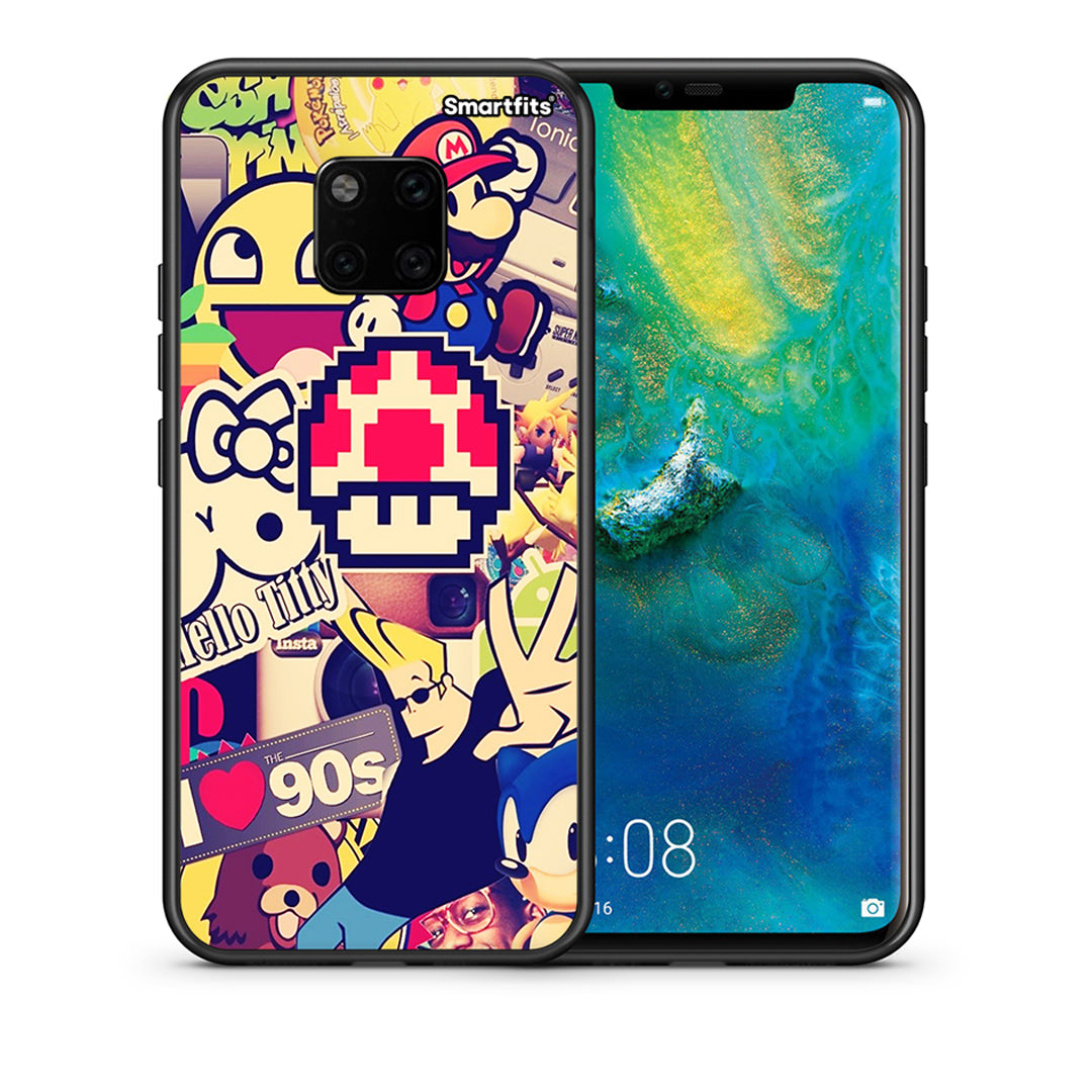 Θήκη Huawei Mate 20 Pro Love The 90s από τη Smartfits με σχέδιο στο πίσω μέρος και μαύρο περίβλημα | Huawei Mate 20 Pro Love The 90s case with colorful back and black bezels