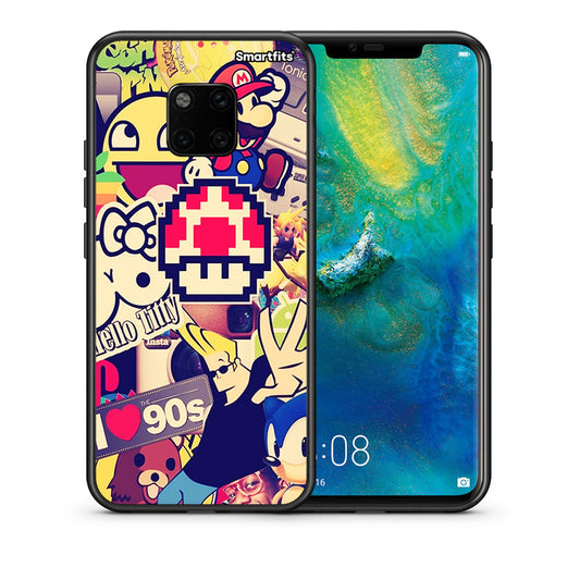 Θήκη Huawei Mate 20 Pro Love The 90s από τη Smartfits με σχέδιο στο πίσω μέρος και μαύρο περίβλημα | Huawei Mate 20 Pro Love The 90s case with colorful back and black bezels
