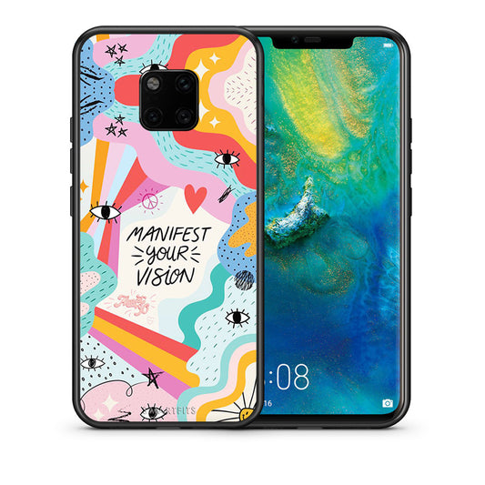 Θήκη Huawei Mate 20 Pro Manifest Your Vision από τη Smartfits με σχέδιο στο πίσω μέρος και μαύρο περίβλημα | Huawei Mate 20 Pro Manifest Your Vision case with colorful back and black bezels