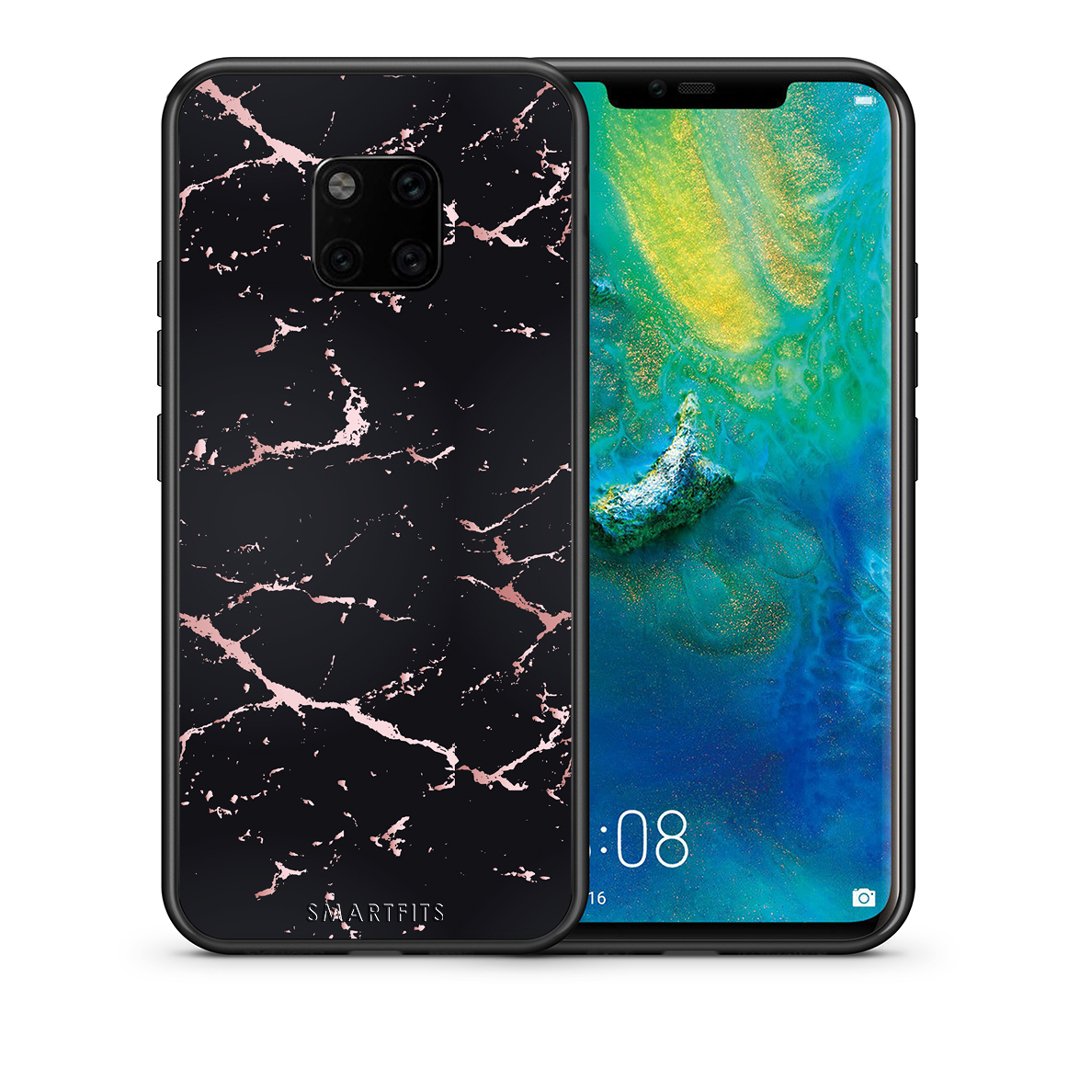 Θήκη Huawei Mate 20 Pro Black Rosegold Marble από τη Smartfits με σχέδιο στο πίσω μέρος και μαύρο περίβλημα | Huawei Mate 20 Pro Black Rosegold Marble case with colorful back and black bezels