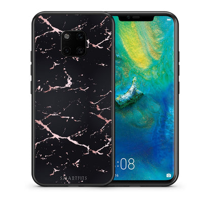 Θήκη Huawei Mate 20 Pro Black Rosegold Marble από τη Smartfits με σχέδιο στο πίσω μέρος και μαύρο περίβλημα | Huawei Mate 20 Pro Black Rosegold Marble case with colorful back and black bezels