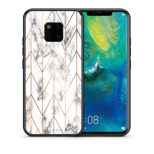 Θήκη Huawei Mate 20 Pro Gold Geometric Marble από τη Smartfits με σχέδιο στο πίσω μέρος και μαύρο περίβλημα | Huawei Mate 20 Pro Gold Geometric Marble case with colorful back and black bezels