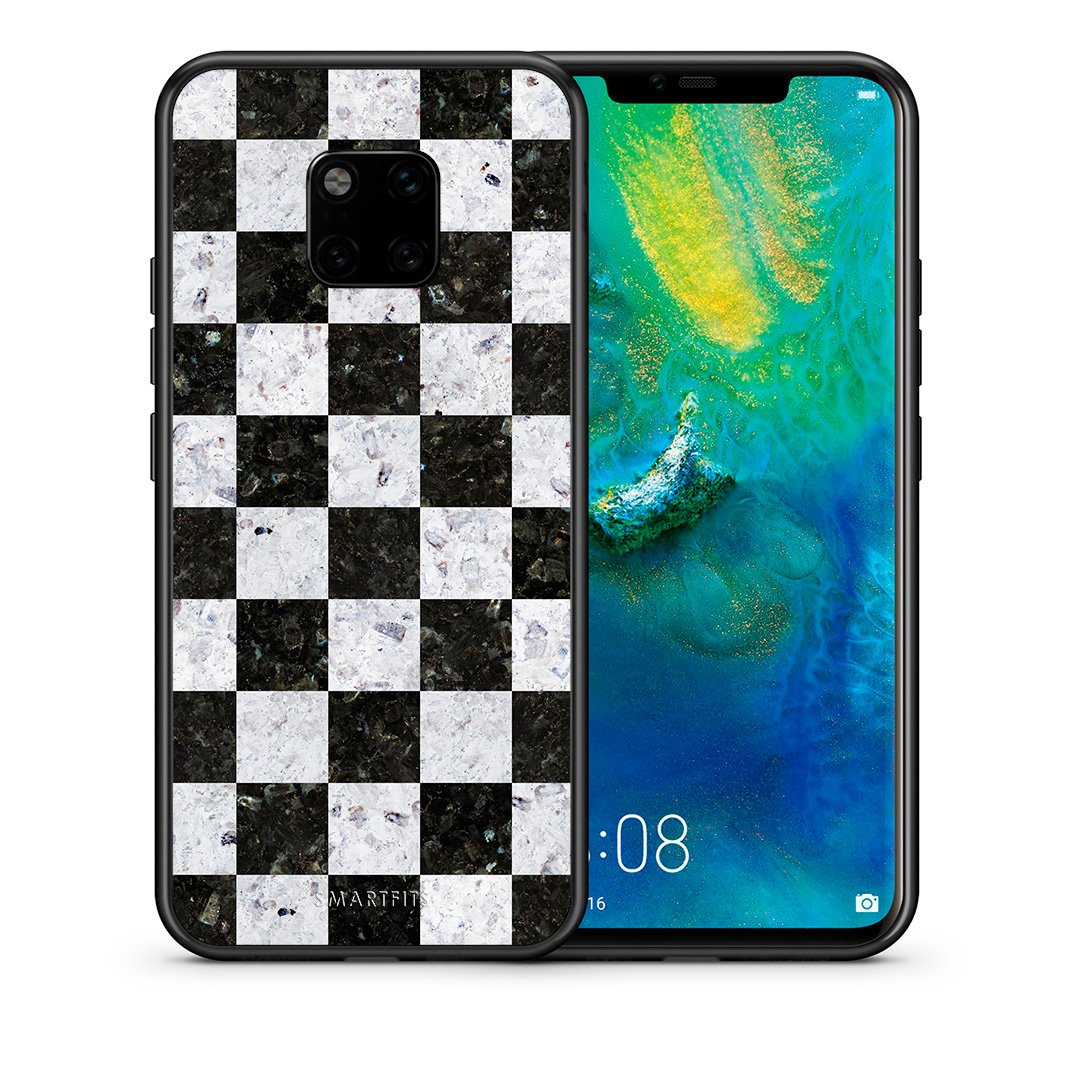 Θήκη Huawei Mate 20 Pro Square Geometric Marble από τη Smartfits με σχέδιο στο πίσω μέρος και μαύρο περίβλημα | Huawei Mate 20 Pro Square Geometric Marble case with colorful back and black bezels