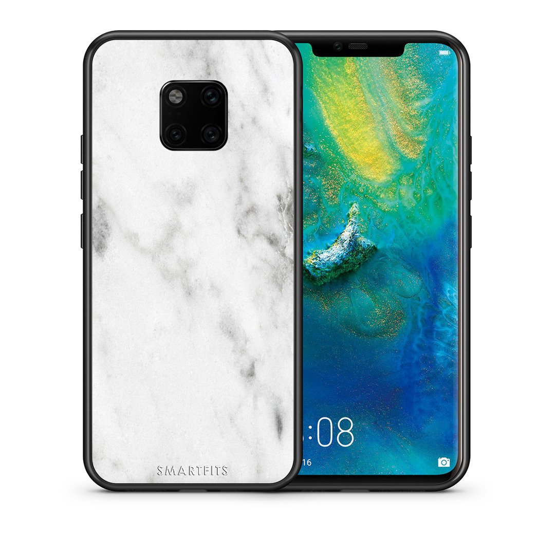 Θήκη Huawei Mate 20 Pro White Marble από τη Smartfits με σχέδιο στο πίσω μέρος και μαύρο περίβλημα | Huawei Mate 20 Pro White Marble case with colorful back and black bezels