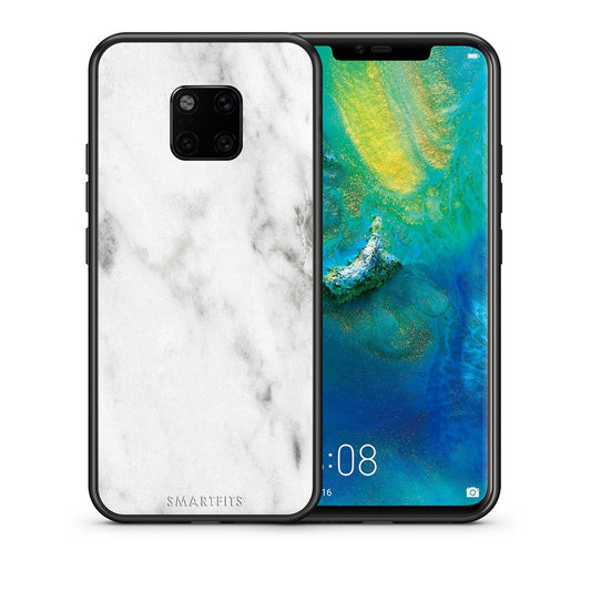 Θήκη Huawei Mate 20 Pro White Marble από τη Smartfits με σχέδιο στο πίσω μέρος και μαύρο περίβλημα | Huawei Mate 20 Pro White Marble case with colorful back and black bezels