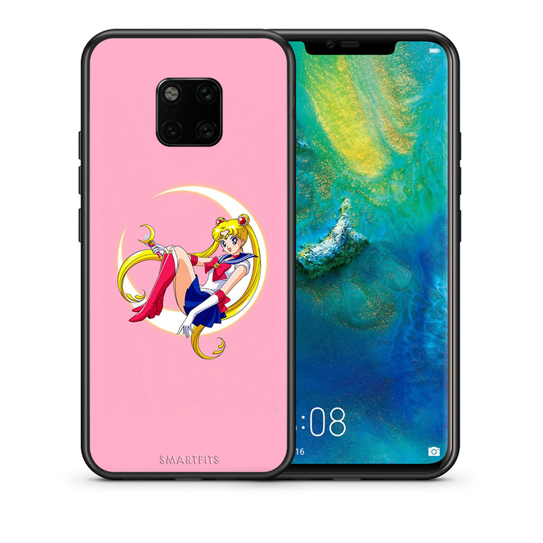Θήκη Huawei Mate 20 Pro Moon Girl από τη Smartfits με σχέδιο στο πίσω μέρος και μαύρο περίβλημα | Huawei Mate 20 Pro Moon Girl case with colorful back and black bezels