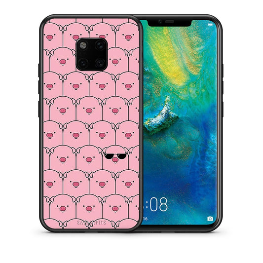 Θήκη Huawei Mate 20 Pro Pig Glasses από τη Smartfits με σχέδιο στο πίσω μέρος και μαύρο περίβλημα | Huawei Mate 20 Pro Pig Glasses case with colorful back and black bezels