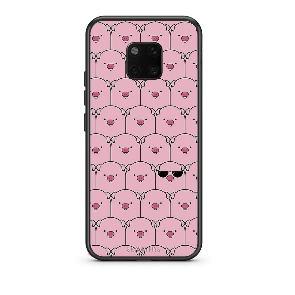 Huawei Mate 20 Pro Pig Glasses θήκη από τη Smartfits με σχέδιο στο πίσω μέρος και μαύρο περίβλημα | Smartphone case with colorful back and black bezels by Smartfits