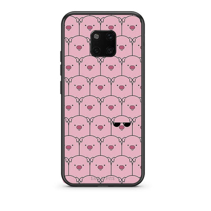 Huawei Mate 20 Pro Pig Glasses θήκη από τη Smartfits με σχέδιο στο πίσω μέρος και μαύρο περίβλημα | Smartphone case with colorful back and black bezels by Smartfits
