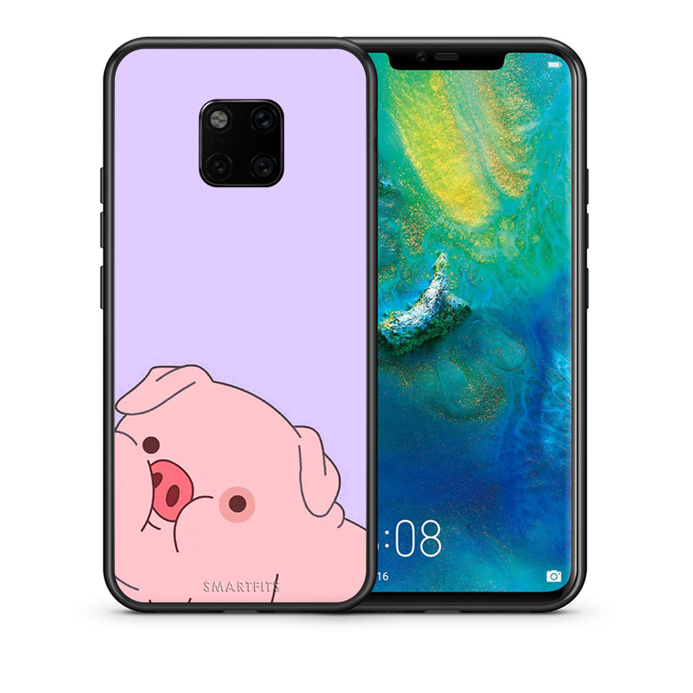 Θήκη Αγίου Βαλεντίνου Huawei Mate 20 Pro Pig Love 2 από τη Smartfits με σχέδιο στο πίσω μέρος και μαύρο περίβλημα | Huawei Mate 20 Pro Pig Love 2 case with colorful back and black bezels