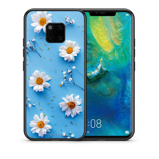 Θήκη Huawei Mate 20 Pro Real Daisies από τη Smartfits με σχέδιο στο πίσω μέρος και μαύρο περίβλημα | Huawei Mate 20 Pro Real Daisies case with colorful back and black bezels